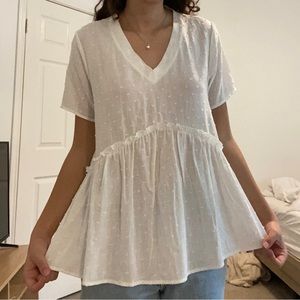 White Flowy Francesca’s Blouse Top (NWT)